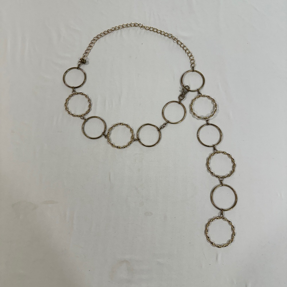Gold Tone Large Circle Link Chain Belt Womens Adjustable 49 Inch Boho Y2K